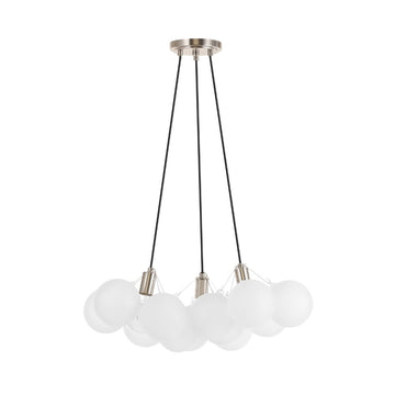 Aubrey 24" 3-Light Mid-Century Glam Frosted Glass Orb LED Chandelier - JONATHAN Y